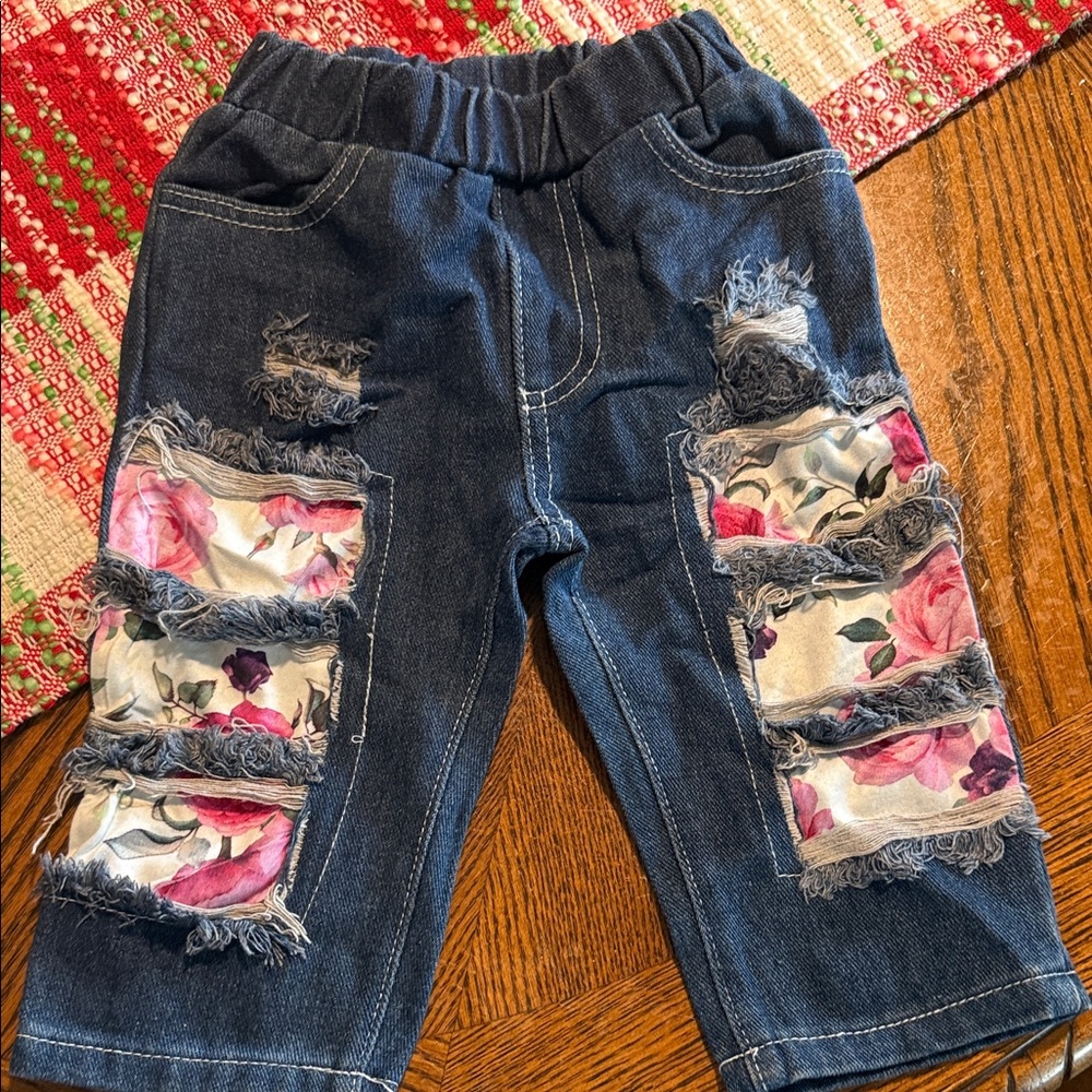 Floral Patch Distressed Kids Jeans